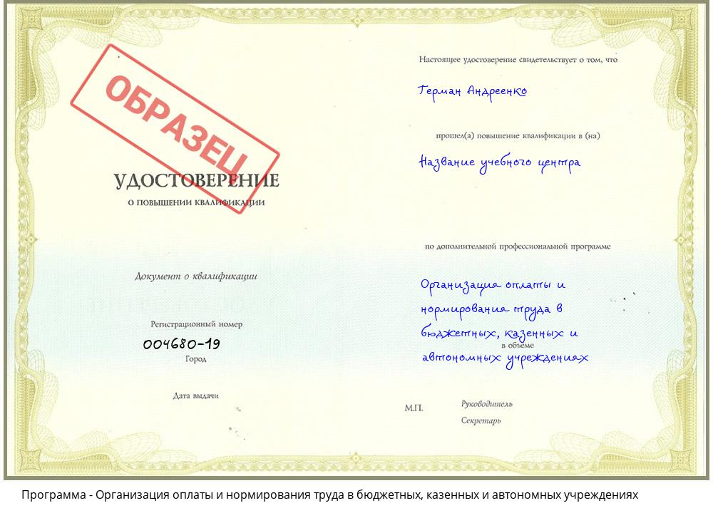 Организация оплаты и нормирования труда в бюджетных, казенных и автономных учреждениях Минусинск