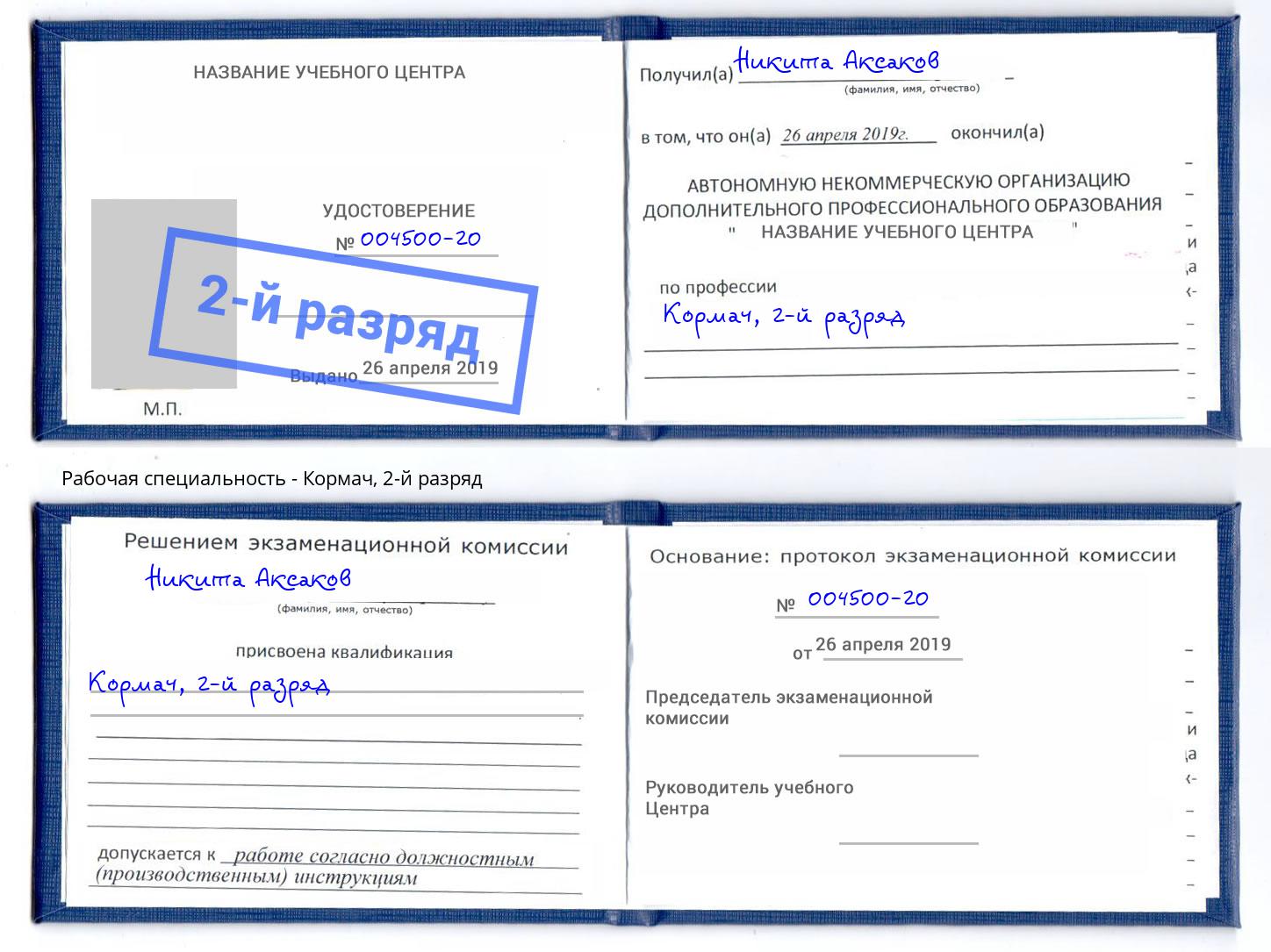 корочка 2-й разряд Кормач Минусинск