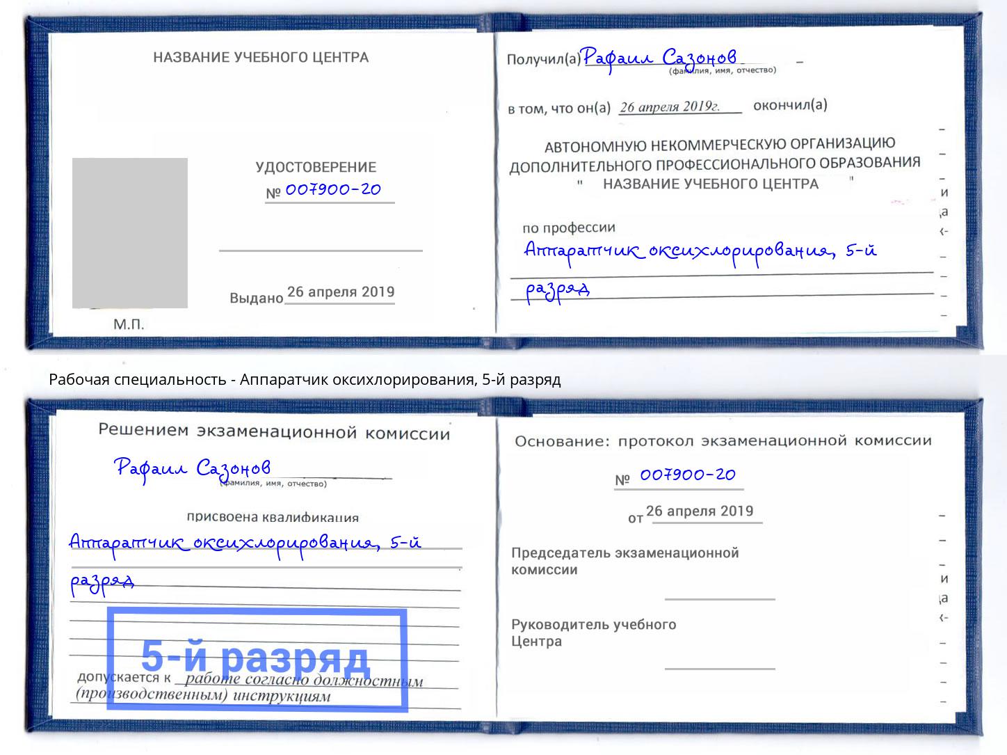 корочка 5-й разряд Аппаратчик оксихлорирования Минусинск